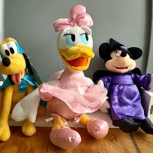 Disney Stuffed Animals - Pink, Yellow, Black